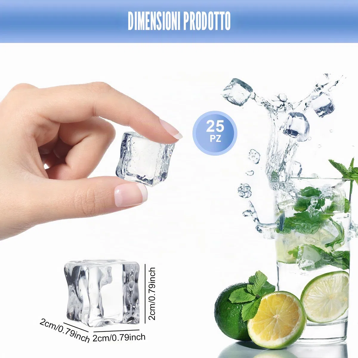 50 Cubetti di Ghiaccio Artificiali Trasparenti da, Riutilizzabili, Irregolari, in Plastica, Cubetti di Ghiaccio Quadrati in Acrilico per Fotografia, Feste, Decorazione Della Cucina
