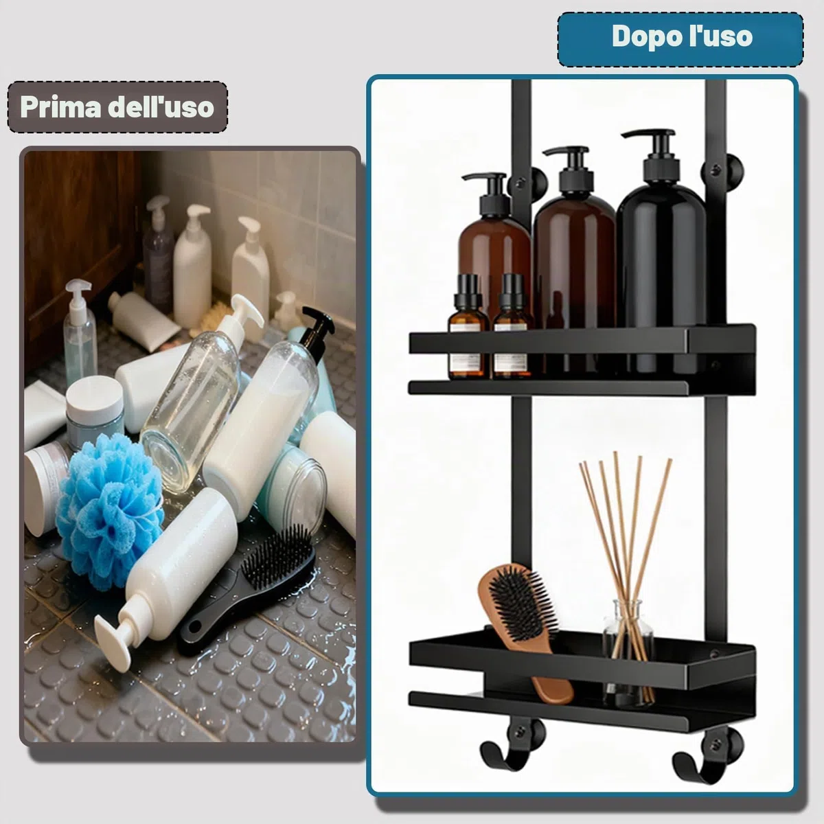 Mensola Doccia da Appendere, Porta Shampoo Doccia da Appendere, Porta Bagnoschiuma da doccia Senza Foratura