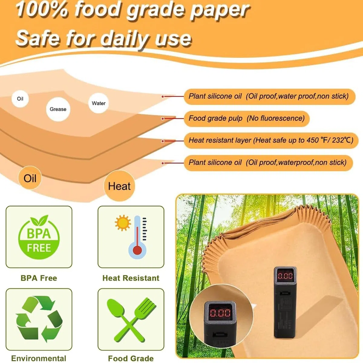 120 pz carta da forno per Philips Airfryer Dual Basket 3000 Series, friggitrice ad aria calda carta da forno per Tefal Easy Fry EY901810 EY905D 5,2/3,1 L, Cecotec 5,5/3,5L, Moulinex 8,3 L
