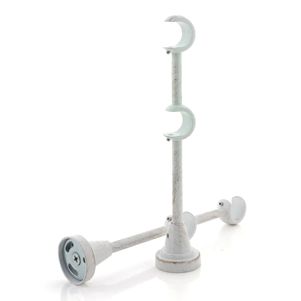 GIRASOLE HOME Staffa Doppia Aperta 218mm per 2 Aste 2 Pezzi in Alluminio Resistente per Bastoni dal Diametro di 18-20 mm (Bianco e Oro)