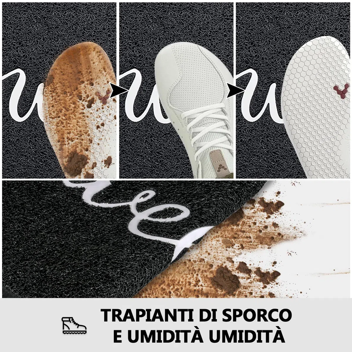 Esterno Interno Tappeto Ingresso casa con Scritta Welcome, Antiscivolo Assorbente Resistente allo sporco Cucina Asciugapassi Entrata