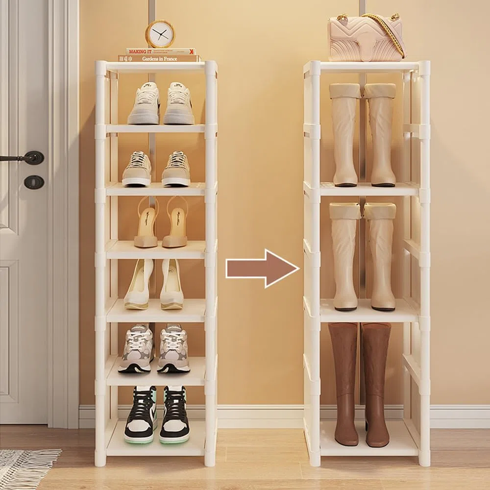 Scarpiera Bianca Stretta 5 Livelli, Scaffali Portascarpe Salvaspazio Ingresso Slim, 1 Livello per 1 Paia di Scarpe, Organizzatori Porta Scarpe per Corridoio, Camera da Letto, Soggiorno