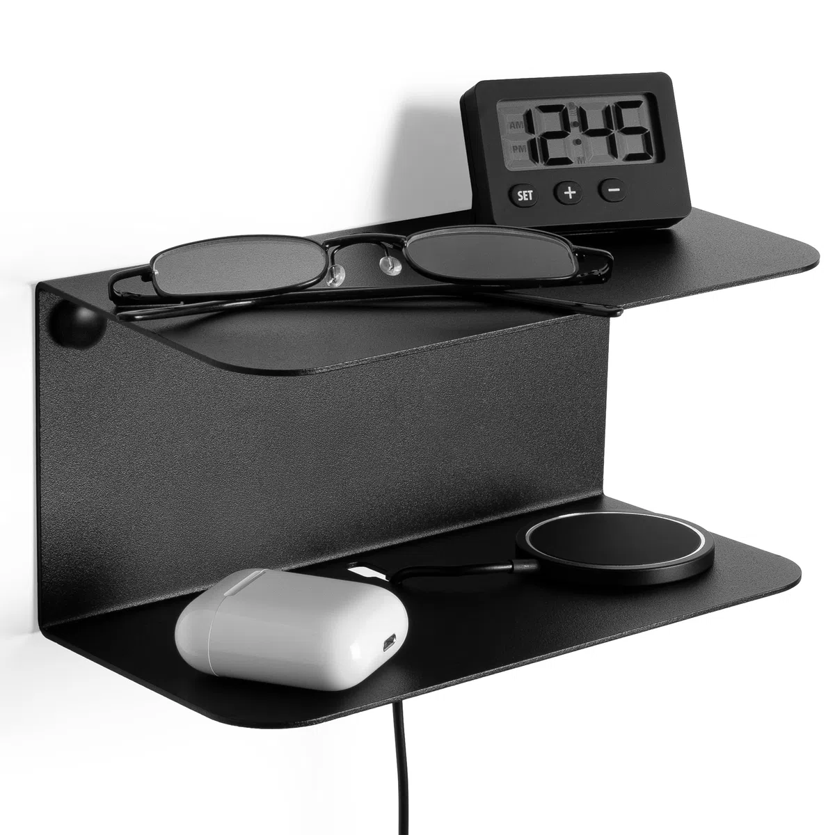Comodino Tavolino ausiliario, comodini neri per camera da letto (1 pezzo, nero, 20 x 10 x 10 x 10 cm)
