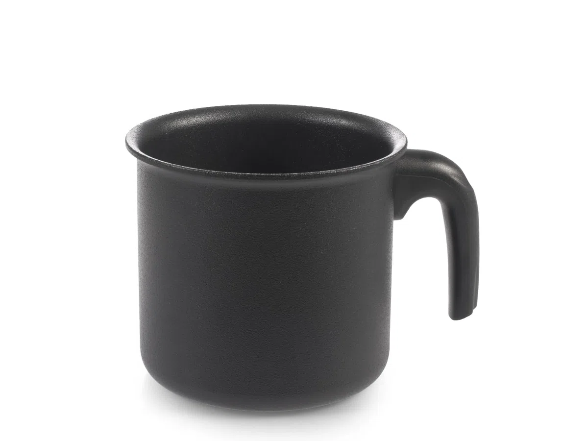 H&H Bollilatte Titan Ø12 cm in Alluminio Nero – Rivestimento Antiaderente Pfluon Senza PFOA, Gas, Piastra Elettrica, Vetro Ceramica, Alogeno (NO induzione) – Manico Ergonomico