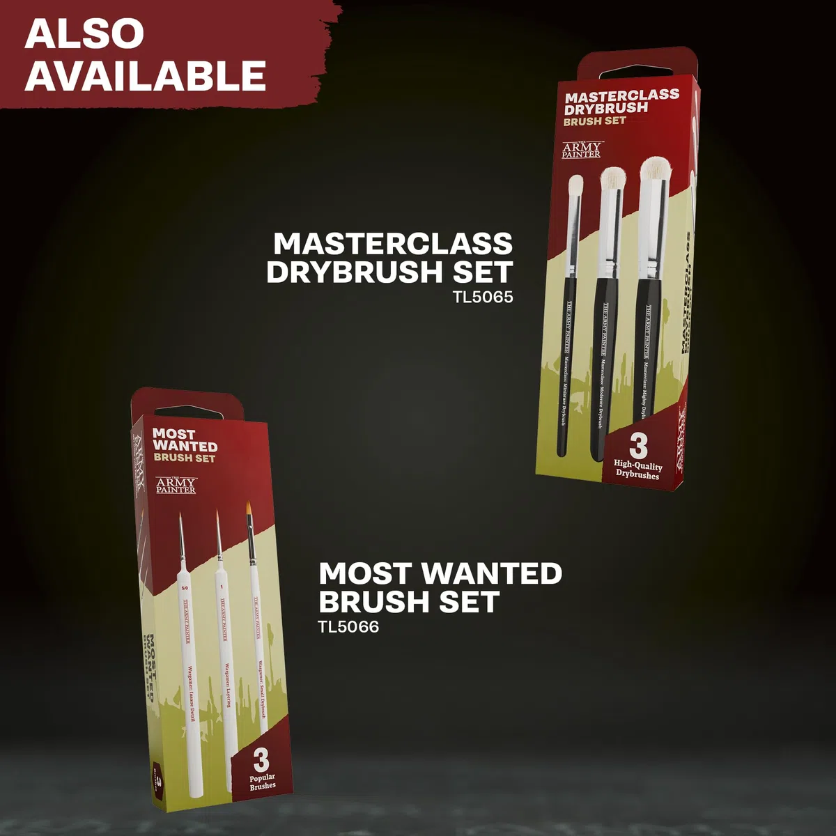 The Army Painter, Hobby Starter Brush Set di 3 pennelli per colori acrilici inclusi Drybrush, Small Detail & Standard Brush, pennello da modellazione a punta fine per pittura in miniatura fantasy