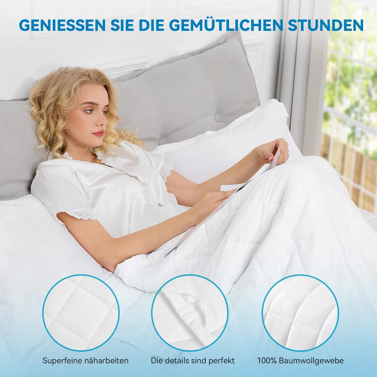 Coperta Ponderata 155x220cm 9kg - Weighted Blanket Coperta Pesante Antistress - Coperta Ponderata Matrimoniale per un Aonno Profondo - 100% Cotone - Perle di Vetro Ipoallergeniche