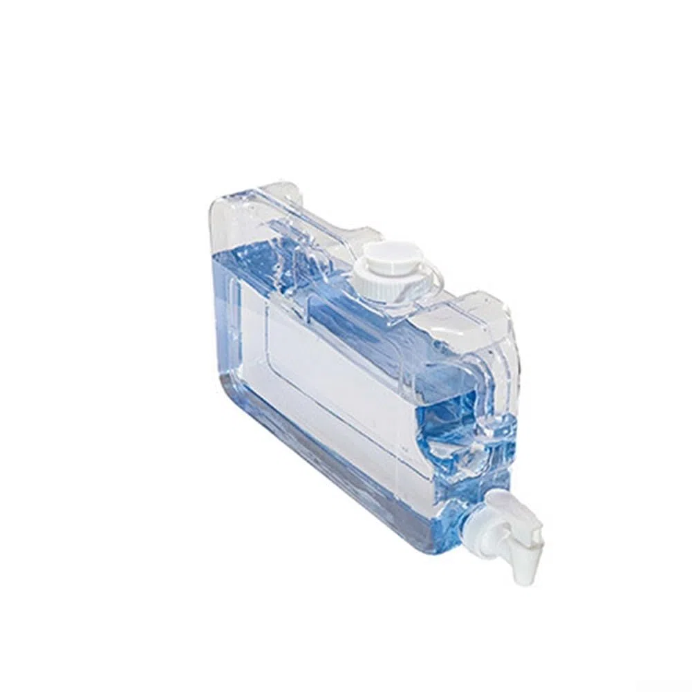 Contenitore salvaspazio per la conservazione dell'acqua con rubinetto 3-7,5L trasparente blu dispenser per bevande per frigorifero casa cucina organizzazione (4L)