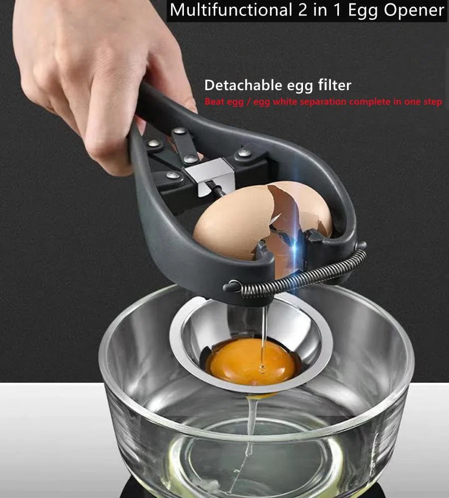 Schiaccia-uova in acciaio inox, separatore automatico per uova crude, apriuova portatile, facile da usare, accessorio creativo da cucina