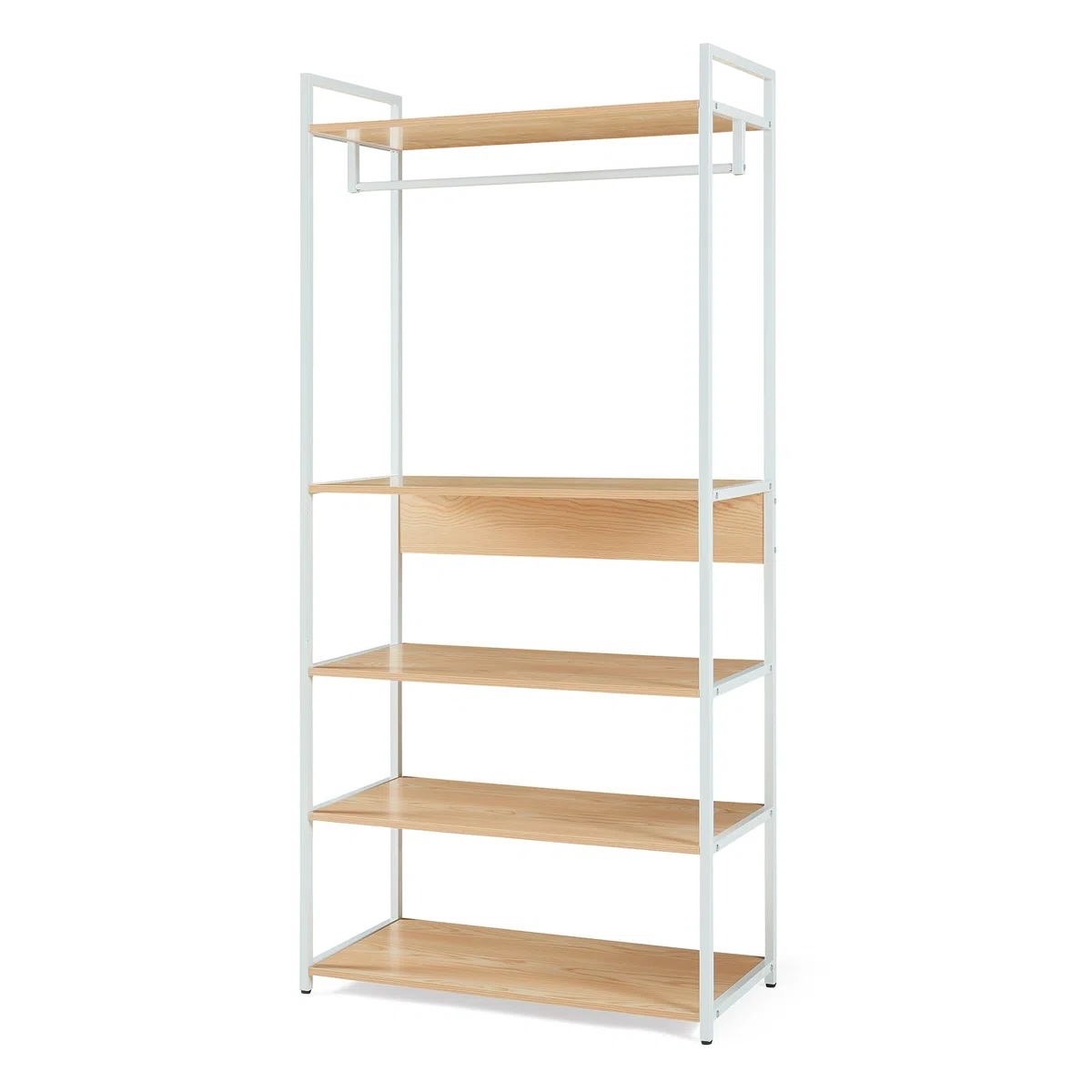 [en.casa] Organizzatore Guardaroba Stand Porta Abiti con Barra Appendiabiti e Ripiani Mobile Porta Vestiti per Cabina Armadio 180x80x40 cm Bianco/Effetto Rovere