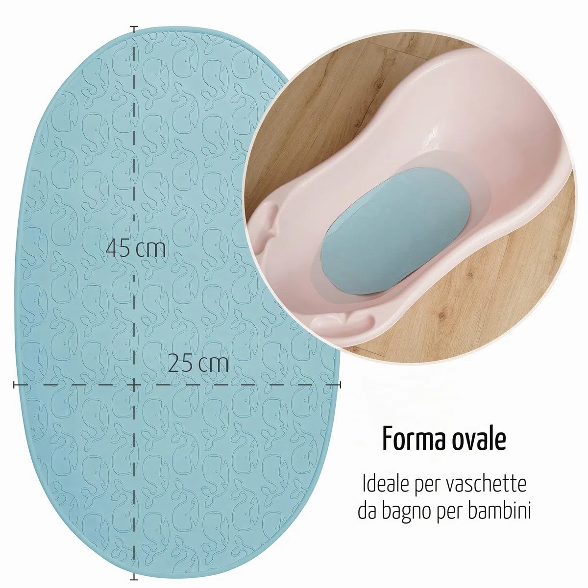 reer - MyHappyBath Mat - Tappetino per vasca da bagno, superficie antiscivolo con motivo di bosco, 42 x 25 cm