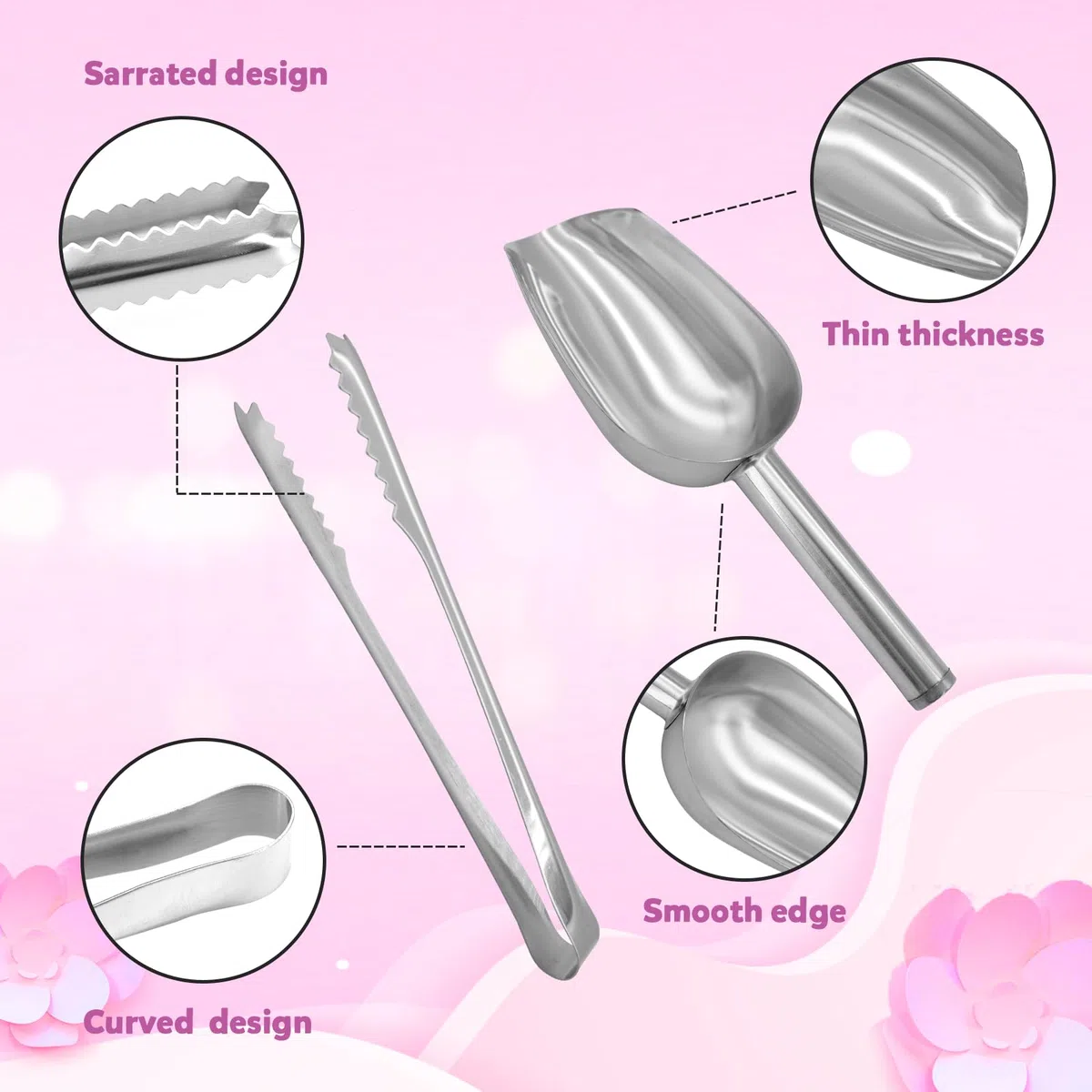 112 Accessori Candy Bar: 100 Sacchetti, 6 Pinze, 2 Paletti, 3 Fogli Adesivi e 1 Decorazione Rosa