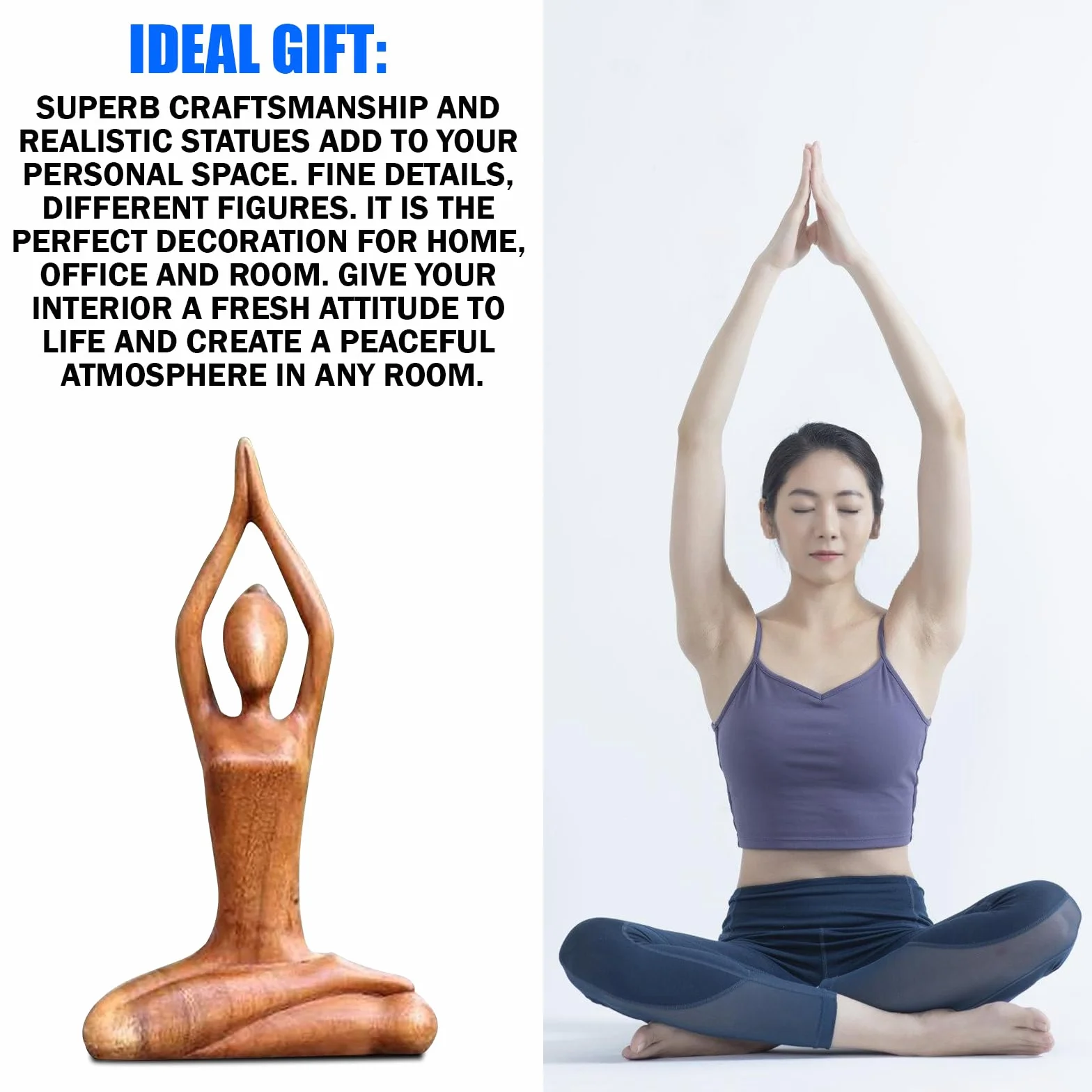 Scultura da donna, statuetta per yoga, statue di yoga, per ragazze, decorazione per la casa, decorazione per la meditazione, yoga, statuette moderne da donna, decorazione per la meditazione