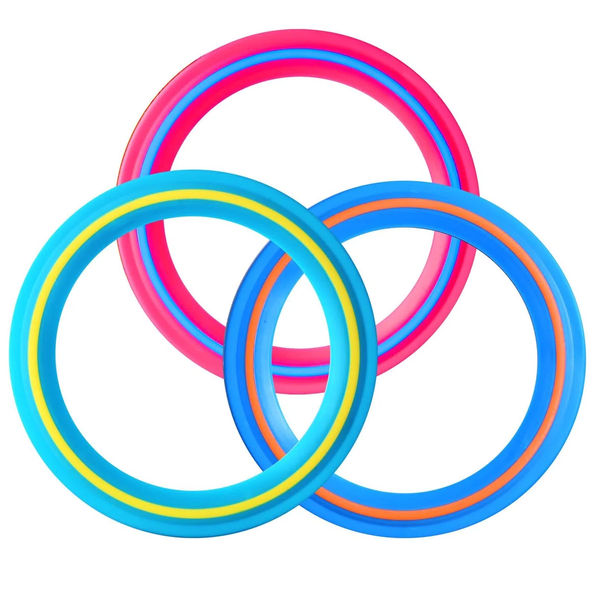 3 pezzi Flying Ring, Anelli da Lancio Premium, giochi da esterno per bambini, giochi all'aperto, giocattoli da mare, giochi spiaggia adulti, volo dritto per Bambini e Adulti（Blu, rosa e turchese）25cm