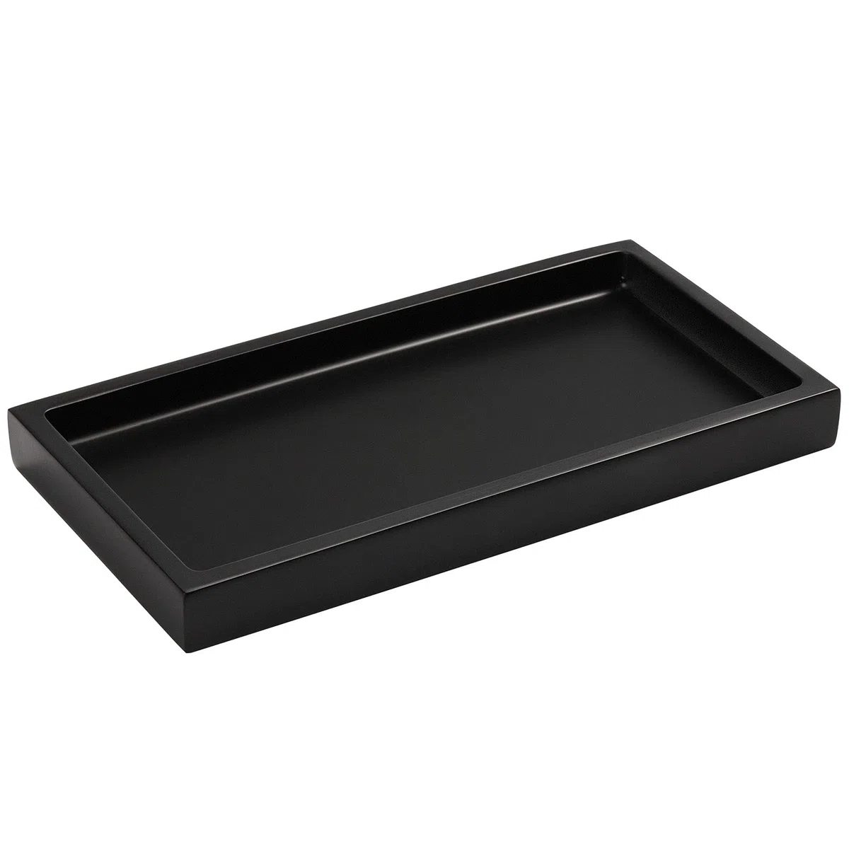 Luxspire Mini Vassoio in Resina, Vassoio da Bagno, Vassoio Portaoggetti, Portaoggetti Rettangolare per Candele, Sapone, Dispenser, Asciugamano, Pianta, Sicuro e Resistente, Nero Opaco