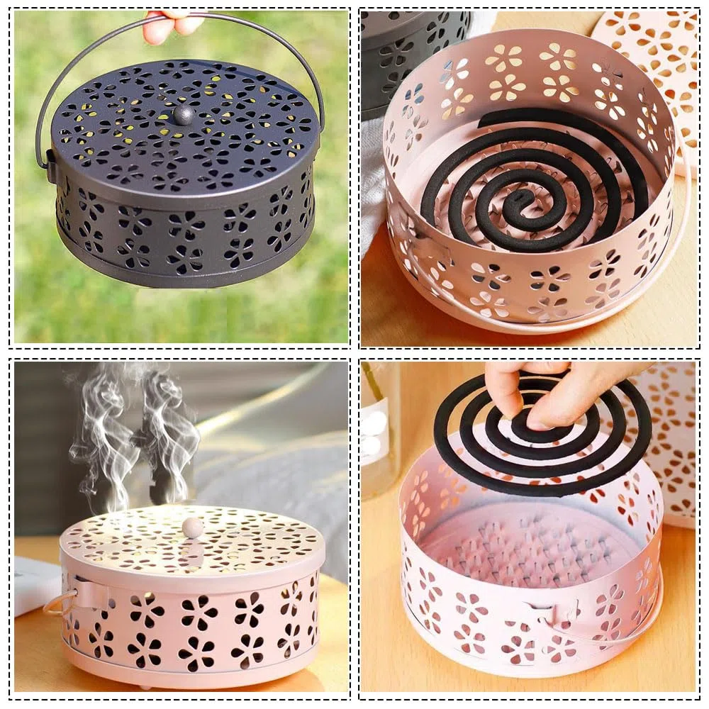 2 Pezzis Bruciatore Incenso, Porta Zampironi con Coperchio, Porta Spirali Antizanzare Bruciatore di incenso, Bobina di Zanzara, Design Cavo, Porta Incenso Anti Zanzara per Casa Campeggio Viaggi