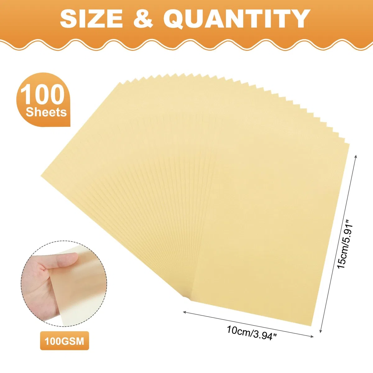 QUARKZMAN 100 Fogli Di Carta Velina Colorata 4" X 6", 100gsm Carta Velina Traslucida Stampabile Per Inviti Di Nozze Stampanti A Getto D'Inchiostro E Laser, Oro