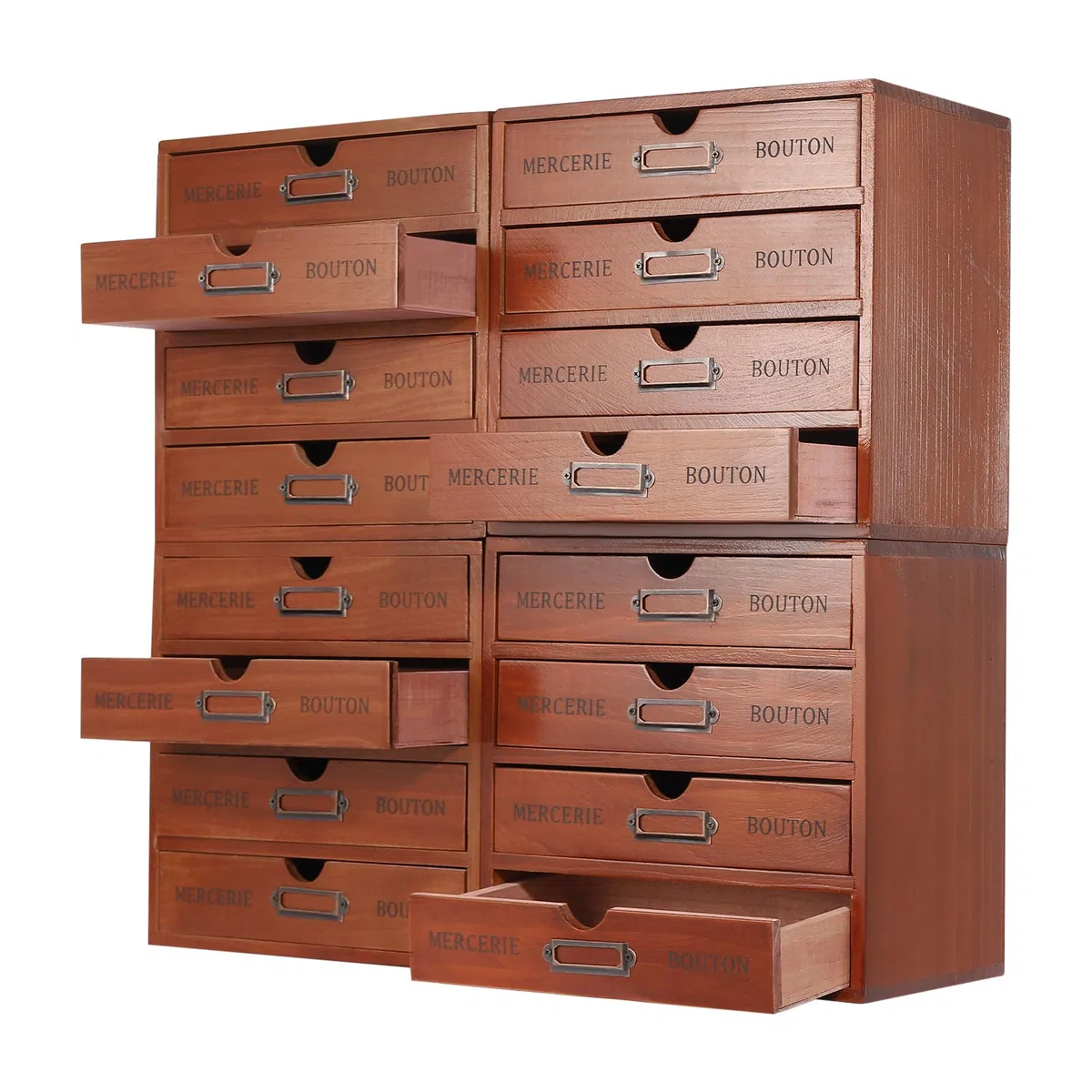 Organizer per cassetti, organizer in legno, set da 4 pezzi, 16 cassetti, contenitore per cassetti, impilabile, salvaspazio, per cosmetici, gioielli, documenti