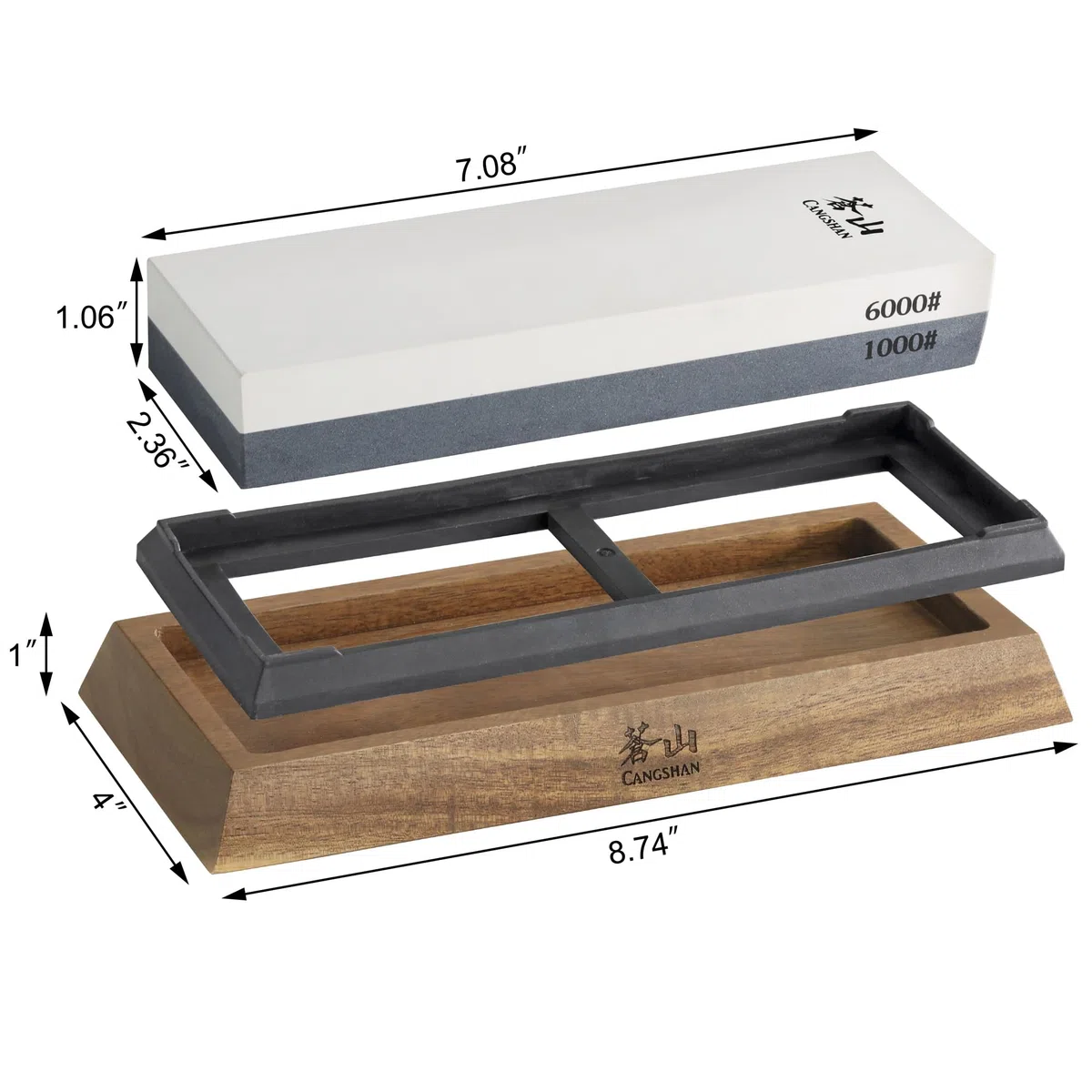 Cangshan 503800 Dual-Sided Whetstone Knife Sharpener 1000/6000 Grit