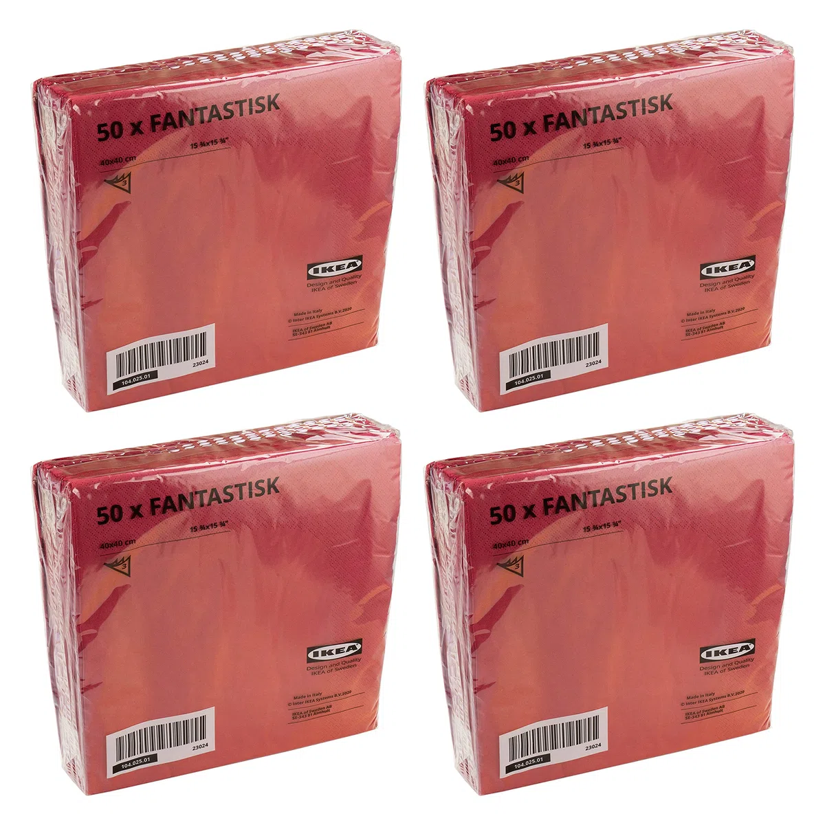 Ikea FANTASTISK 104.025.01 - Tovaglioli di carta natalizi a 3 veli, rosso scuro/bordeaux, 40 x 40 cm, set da 200 (4 x 50)