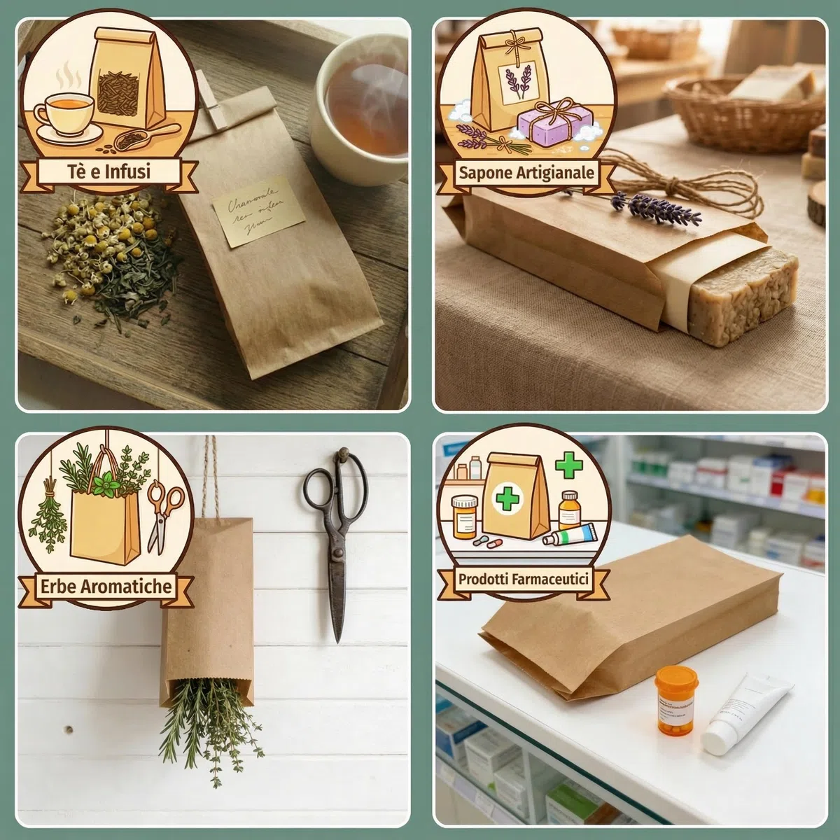 250 Sacchetti Carta per Alimenti - Sacchetti Pane Carta Kraft - Buste Alimentari, Confetti, Biscotti Marrone 12x5x27cm