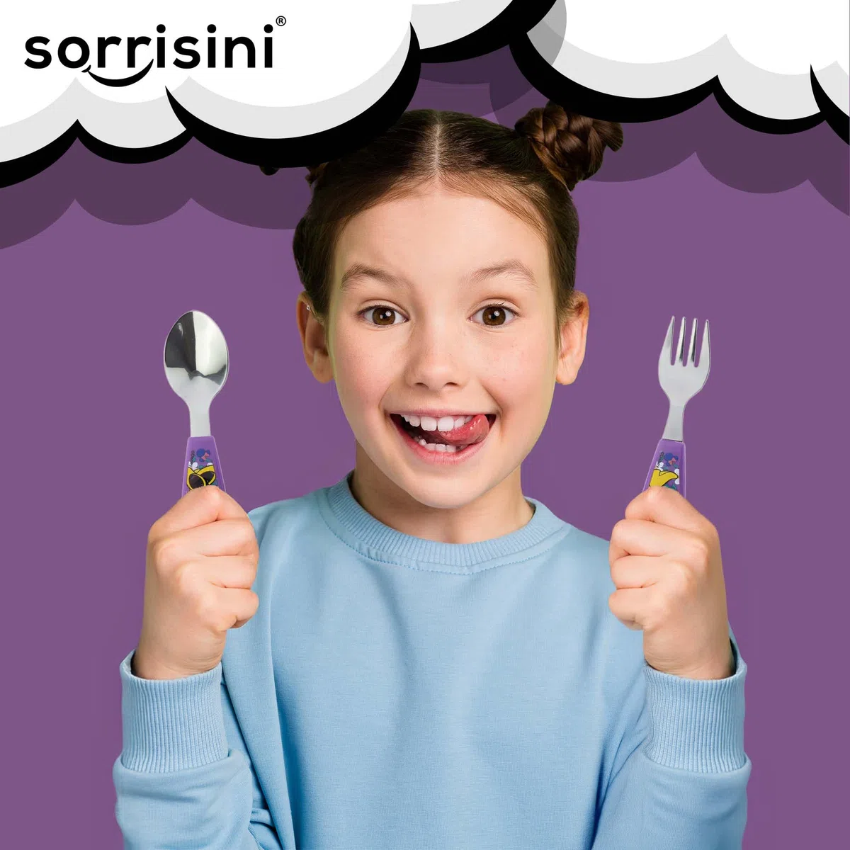 Set di Stoviglie Riutilizzabile, Set Piatti 3 Pezzi, Set Stoviglie con Piatto, Posate in Acciaio Inox, Piatti in Plastica Adatti per Microonde, Minnie