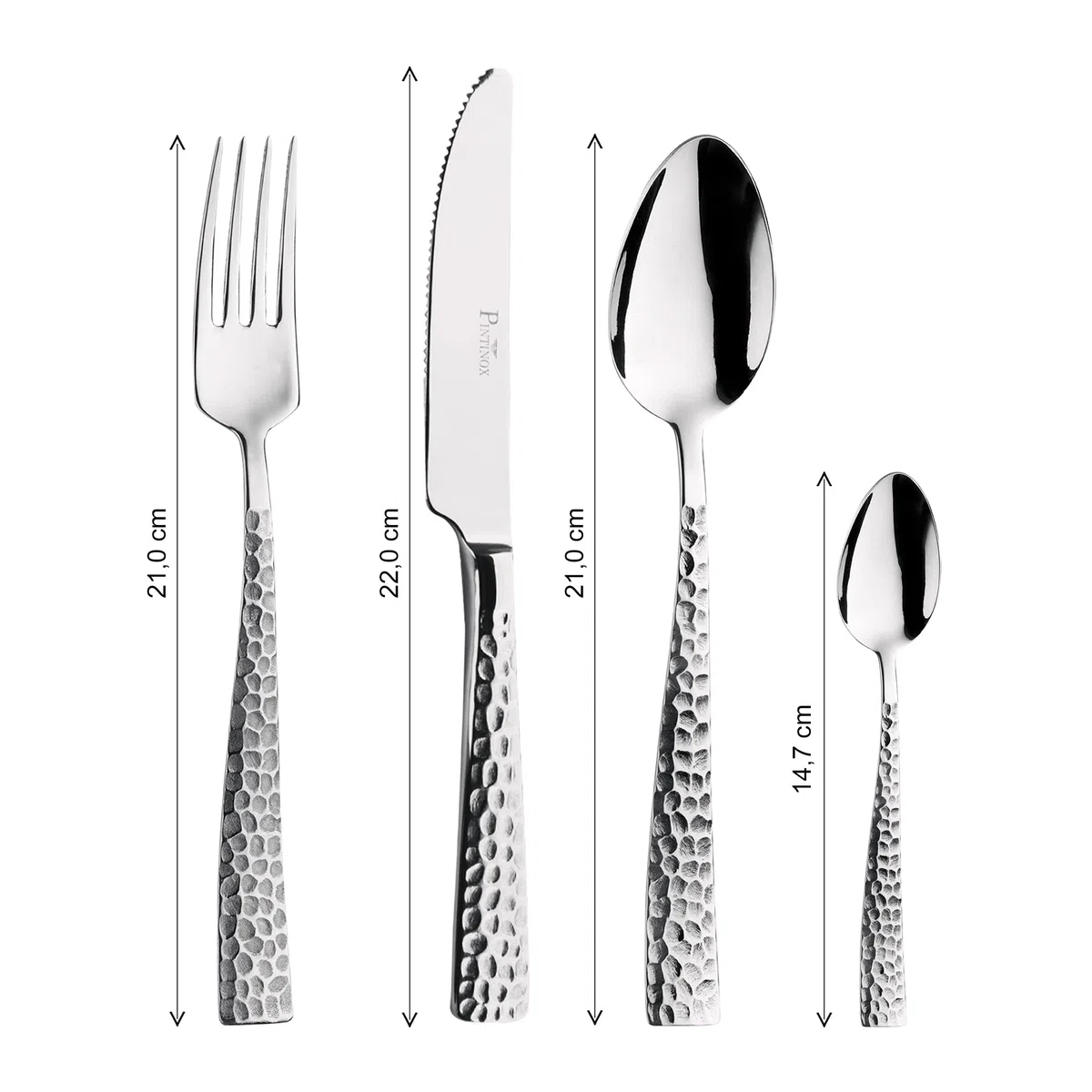 Pintinox, Set 48 pezzi Posate Palace Martellato, Acciaio Inox, Made in Italy, 12 persone