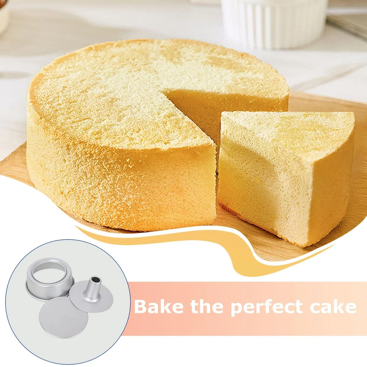 Teglia da 20,3 cm con fondo rimovibile rimovibile, teglia antiaderente per torta in chiffon, teglia in lega di alluminio, stampo per torta in chiffon, stampo per torta in chiffon, teglia rotonda per