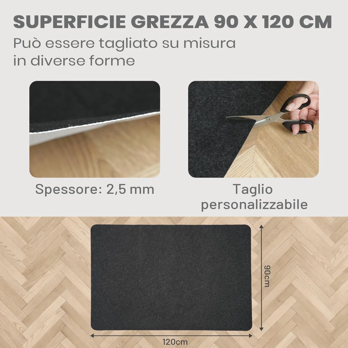 COSYLAND Tappeto sedia ufficio 90x120 cm - Tappeto sedia gaming antiscivolo, Tappeto per sedia con ruote, protezione pavimento per parquet, ideale per pavimenti duri (Grigio Classico)