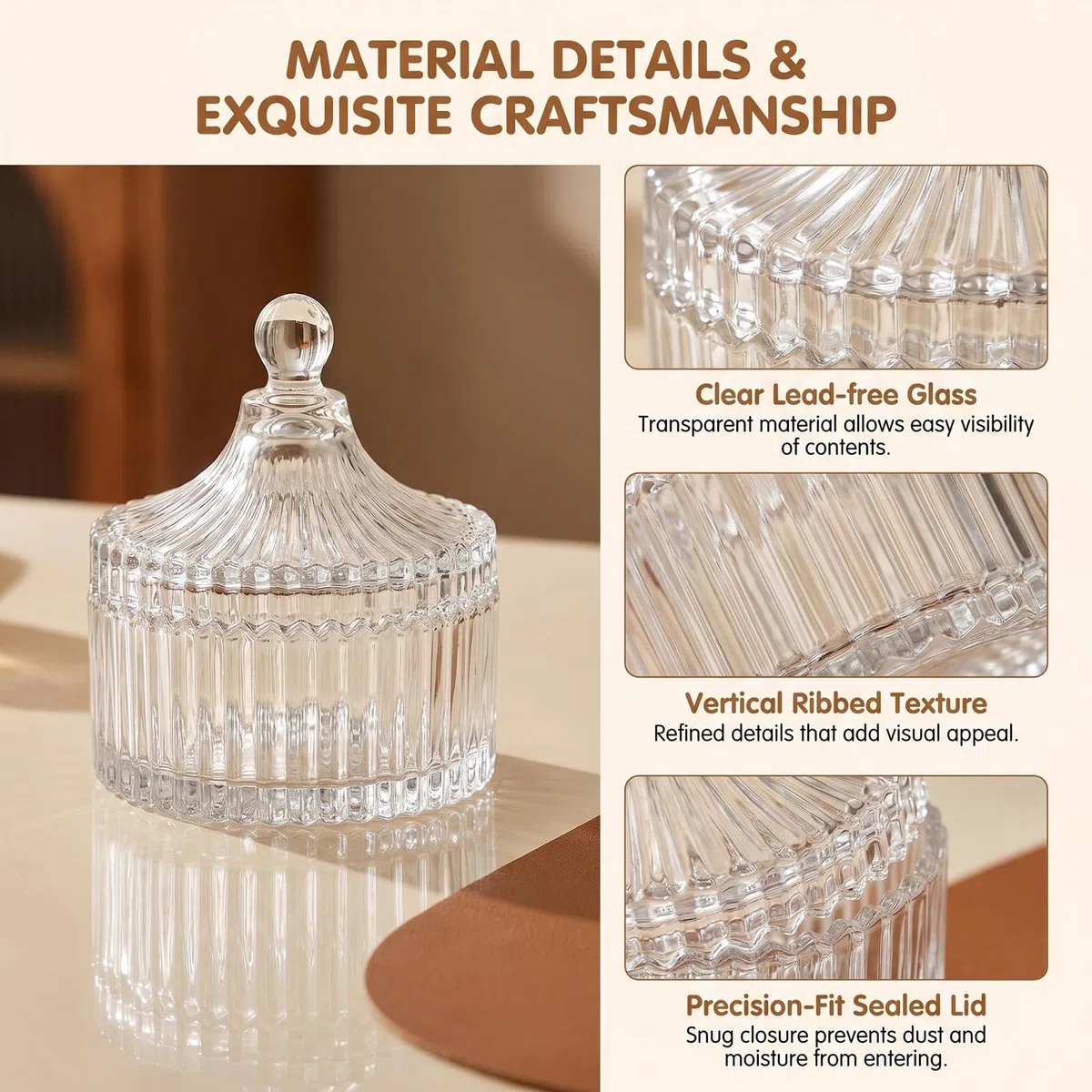 Elegante barattolo di cristallo con coperchio, 300 ml, con coperchio, decorazione per caramelle, in vetro, a forma di tenda, per biscotti, matrimoni, caramelle, buffet, ideale come regalo per casa