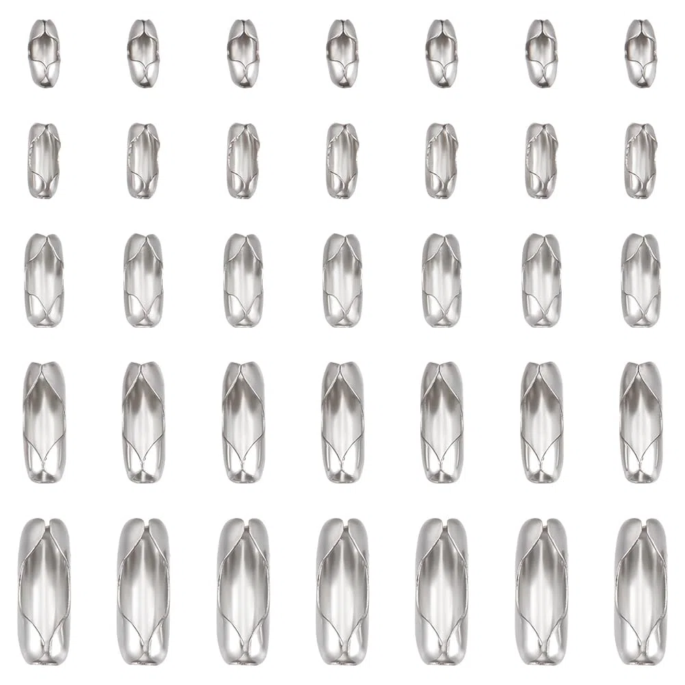 UNICRAFTALE 5 Dimensioni Circa 205 Pz Connettori A Catena Sfera in Acciaio Inossidabile Catena a Palline per Collanada 1.5/2/2.4/3.2mm Connettori A Catena A Sfere per Creazione di Gioielli Bracciali