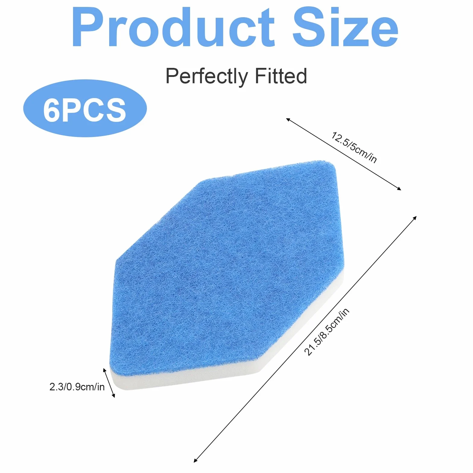 VOSSOT 6PCS spugne di ricambio per mop da bagno adatto per il mocio da bagno Vileda Bath Magic Bathroom design esagonale per angoli e fughe tamponi lavabili per doccia piastrelle vetro e pavimenti