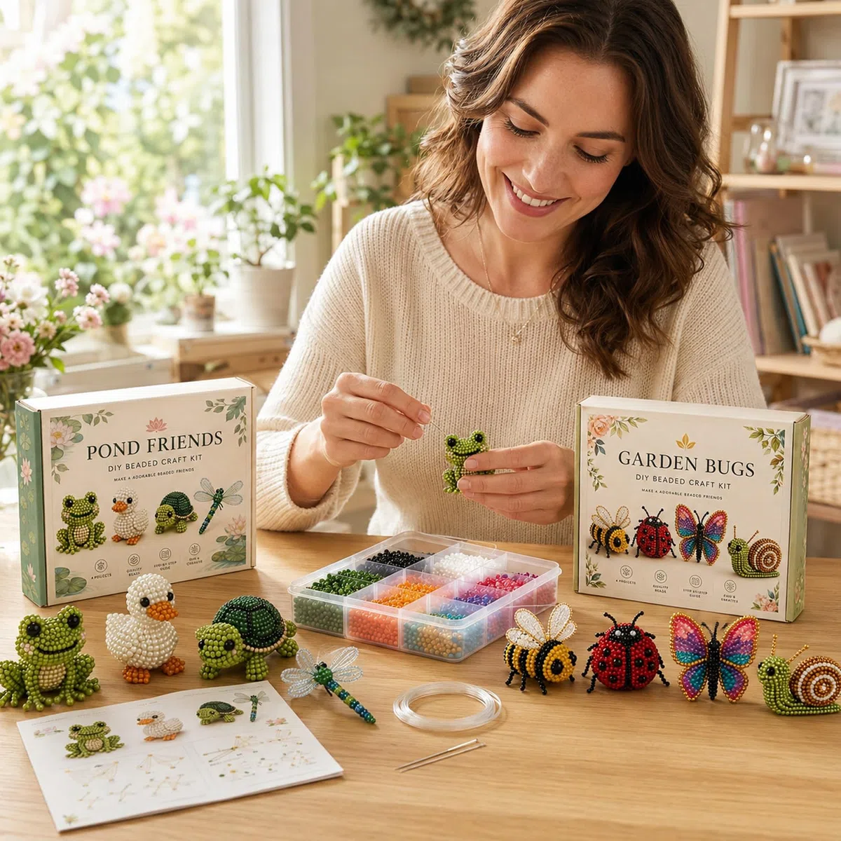 Kit perline per animali 3D fai da te, kit gioielli adulti con accessori completi per principianti, adolescenti e bambini – Decorazione casa ufficio e regalo (5-Insetto da giardino 02)
