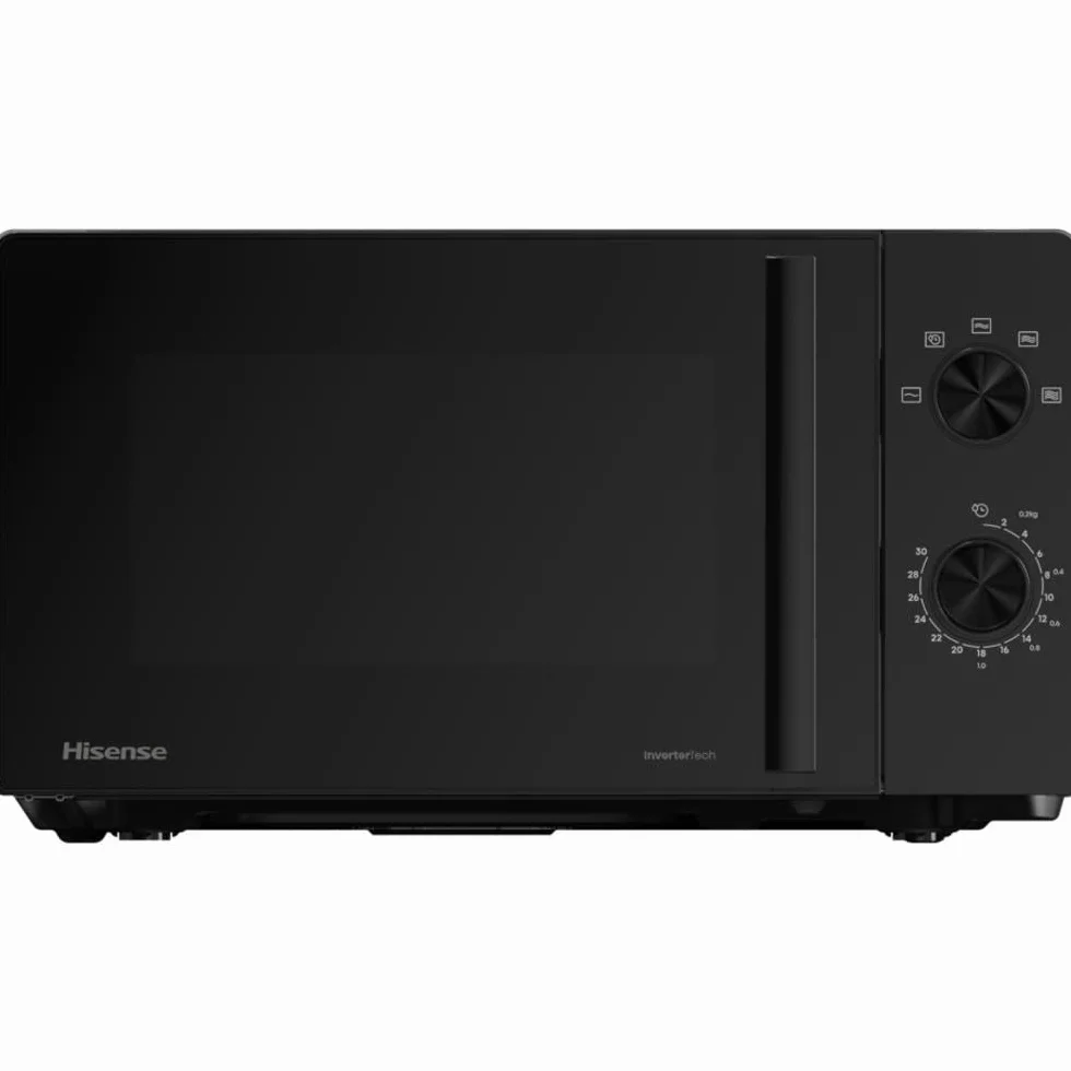 Hisense H20MOBP1HI Microonde /20 L/700 W/InverterTech/Rivestimento ceramico/Vetro Premium su misura, cottura multifase/funzione scongelamento/5 livelli di potenza/sicurezza per bambini/nero