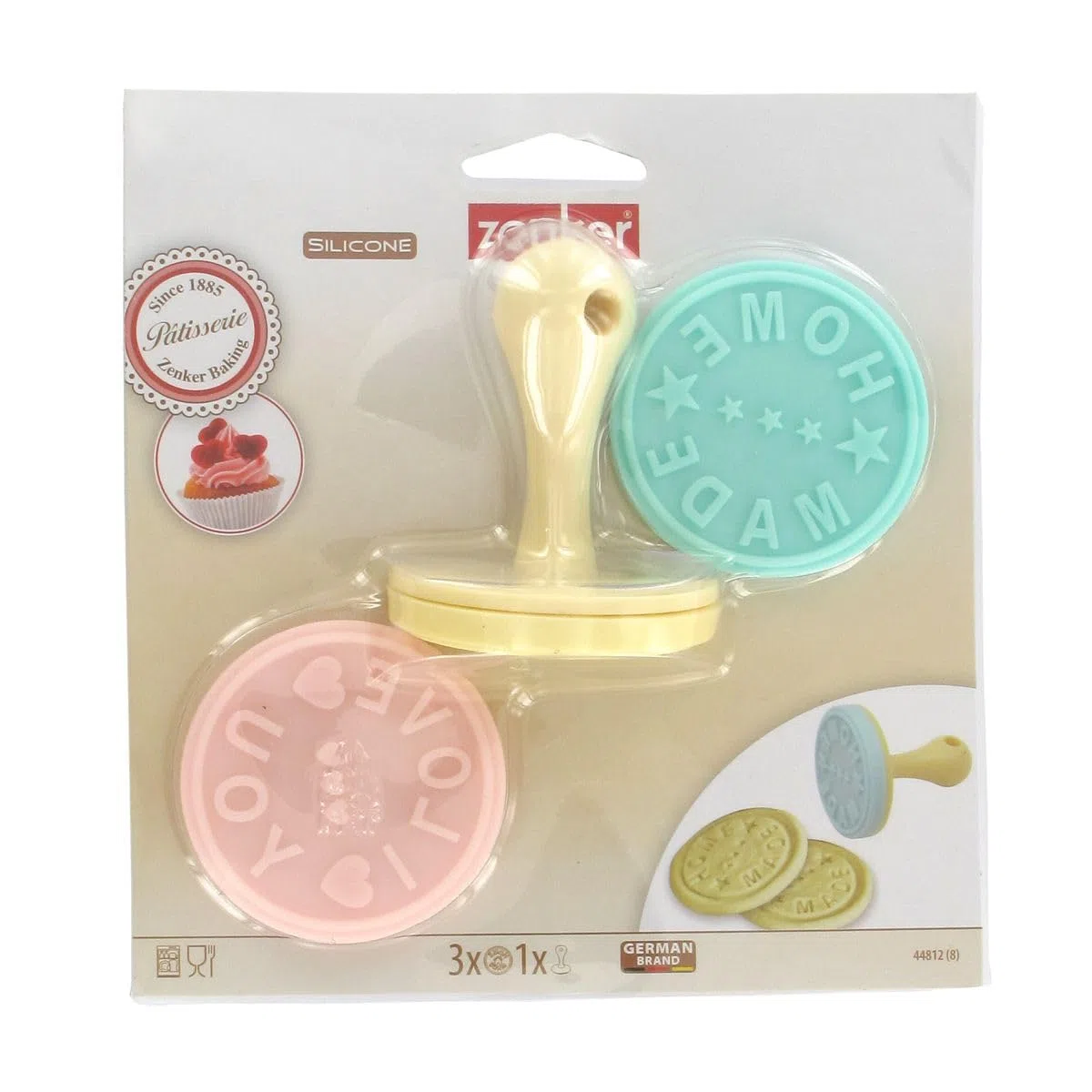 Zenker FCK44812 Silicone, 3 Pezzi, Timbro per Biscotti, 6x6x7cm