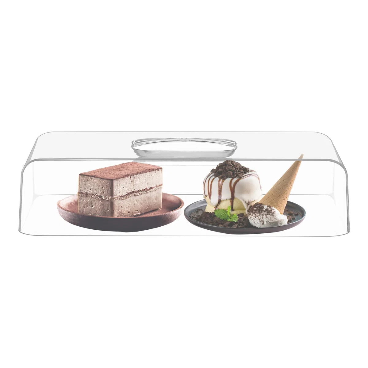 Coperchio Trasparente in Acrilico Rettangolare per Alzata Torte Copertura Alimenti Esterna per Cucina e Ristoranti Campana per Antipasti Pane e Dolci Torta Decorata di Natale