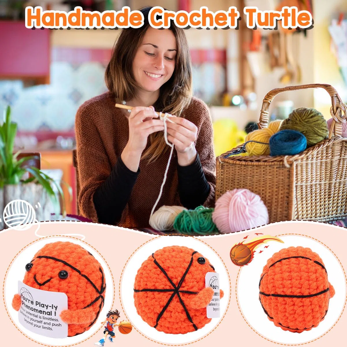 AICase Regali per papà, regali da figlio figlia Fanny positivo basket regali carino Cheer Up Doll supporto emotivo crocchette basket per uomini, donne, mamma, ragazzi, padri, amici, compleanno