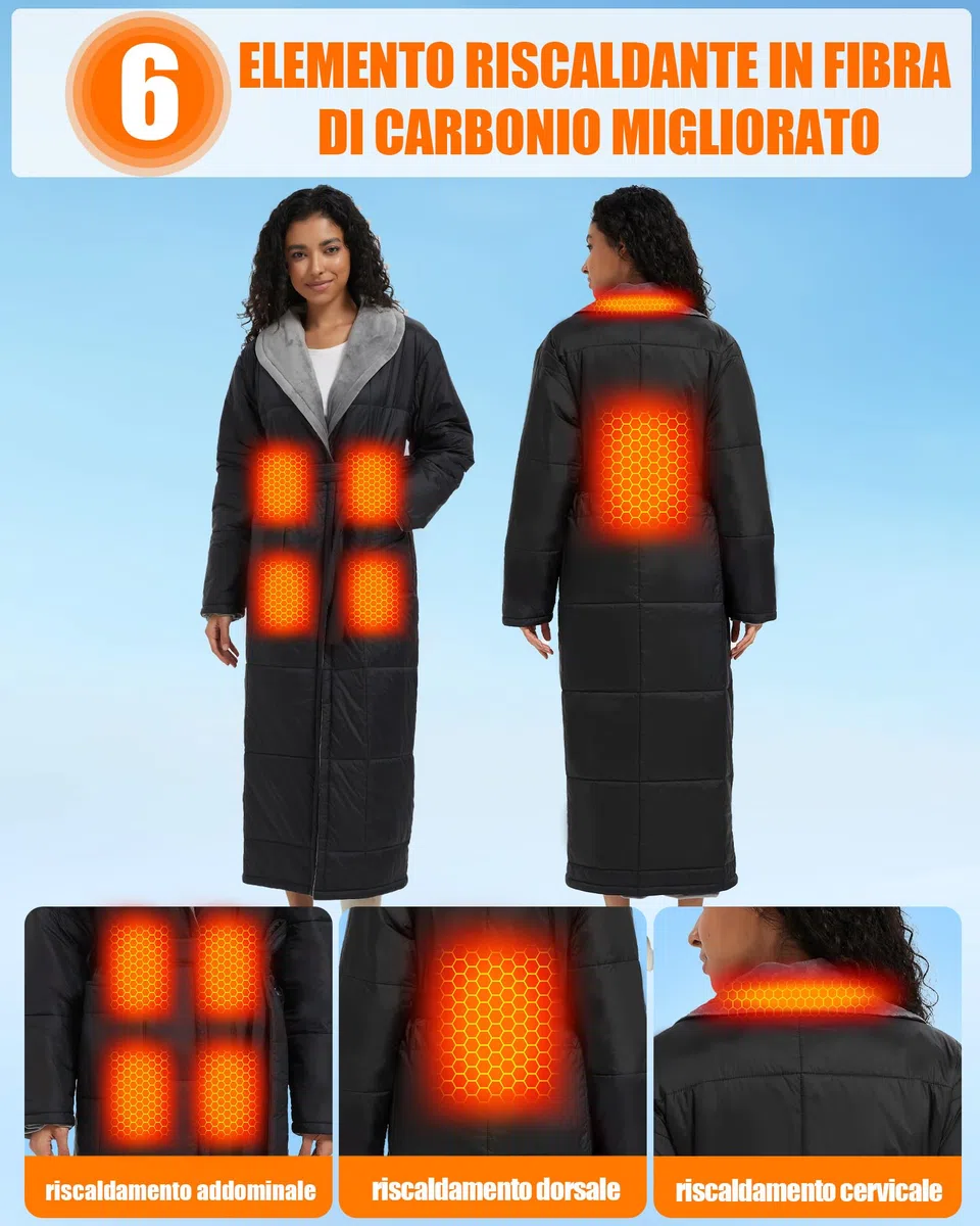 Coperta Elettrica con Maniche 20000mAh 7.4V per Uomo e Donna – Coperta con Maniche Riscaldante Portatile con Tecnologia di Riscaldamento Migliorata per Casa