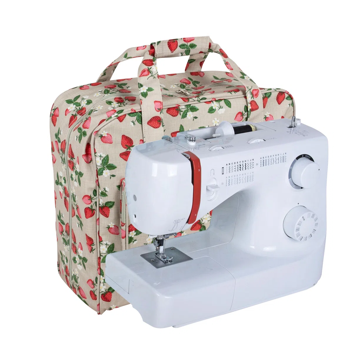 Hobby Gift Borsa per Macchina da Cucire - Borsa Imbottita Resistente con Chiusura a Zip, Borsa Grande Impermeabile per Trasporto e Accessori da Cucito - 20 x 44 x 38 cm, Fragole