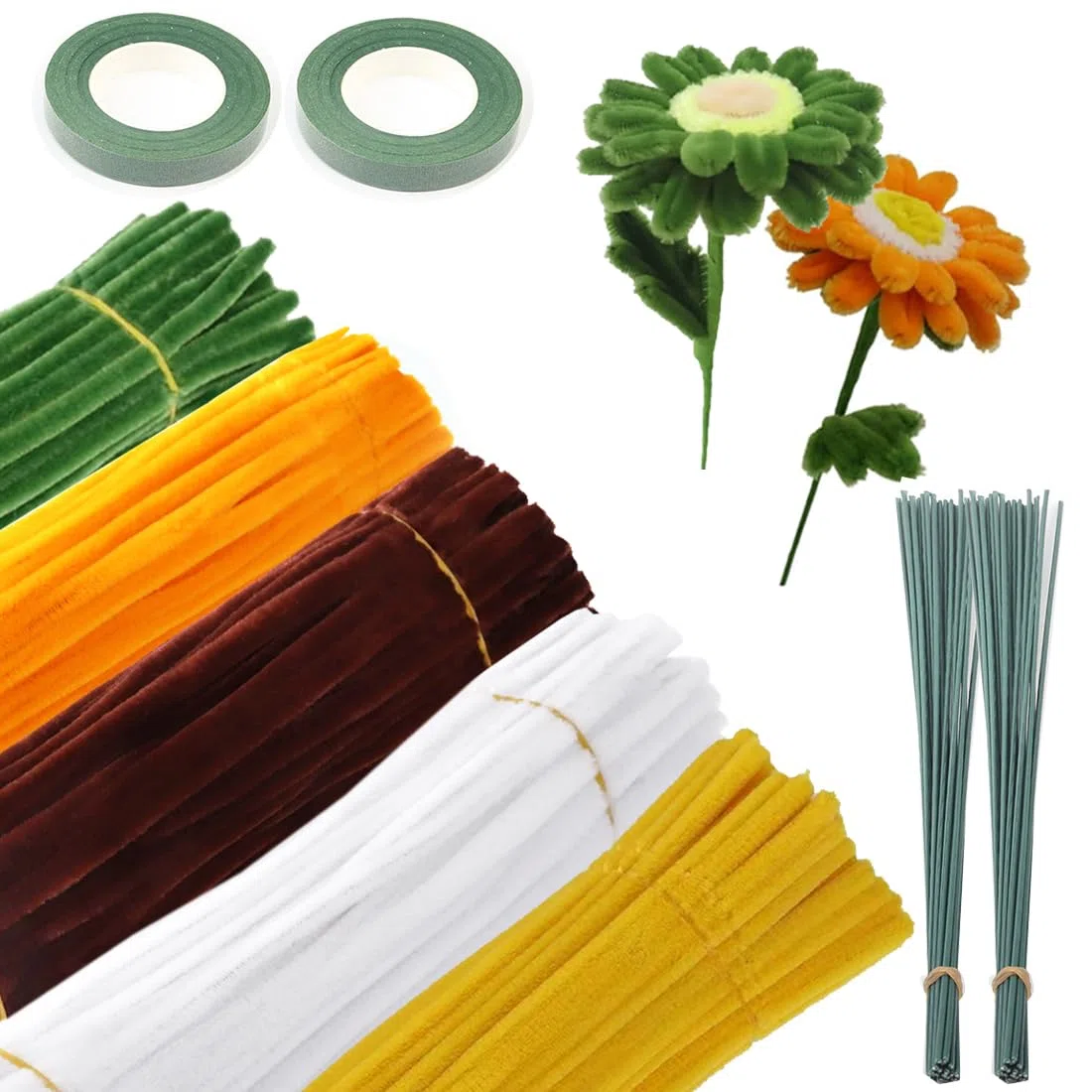 Set di 500 stuzzicaducri per artigianato, filati di ciniglia per hobby creativi, filo di ciniglia, forniture per il tempo libero creativo, pipa detergenti, set di stuzzichini per fai da te (5 colori)