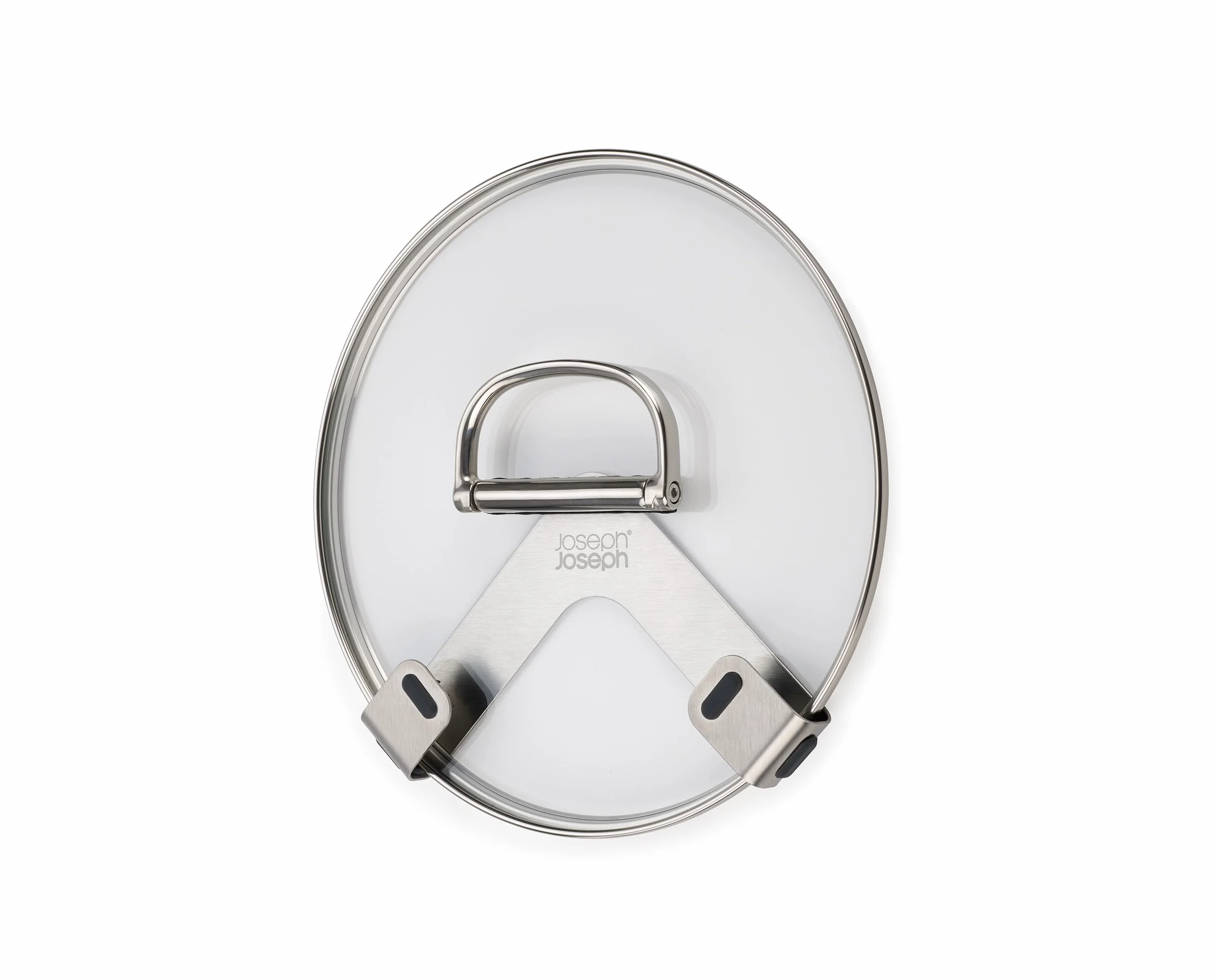 Joseph Joseph Space Set di 2 supporti autoadesivi per coperchi di pentole e padelle, montaggio a parete, adatto a coperchi fino a 28 cm, nastro 3M VHB e viti incluse, acciaio inossidabile