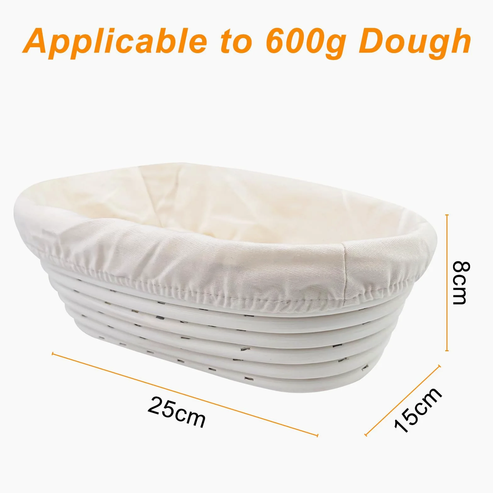 Cestino da Lievitazione, Cesto Lievitazione Pane Ovale, Cesto in Rattan Naturale con Tela di Lino, Accessori per La Cottura Del Pane, Cestino per La Fermentazione, per Cottura in Casa