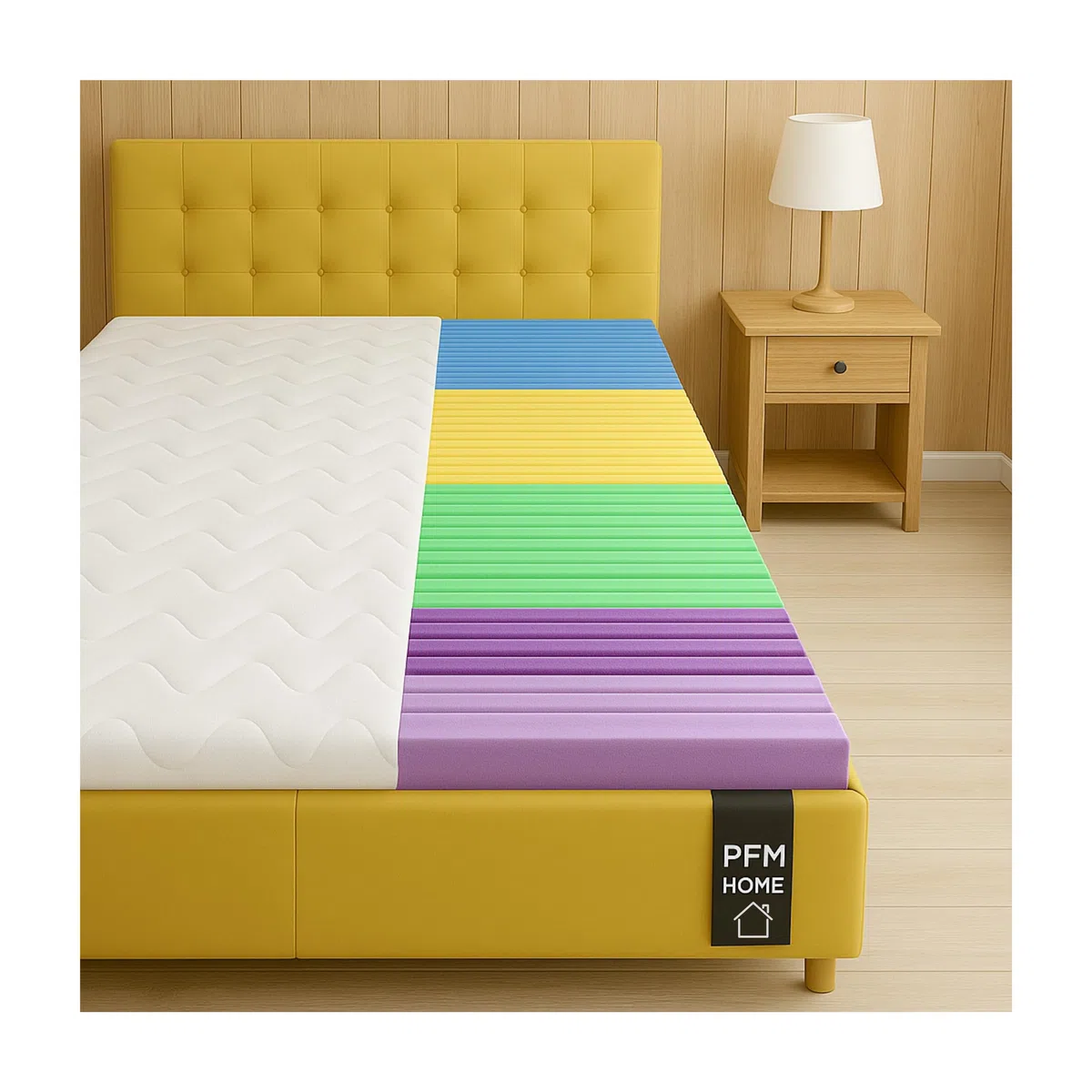 Topper materasso 130 x 190 cm – 6 cm di altezza con massaggio a 5 zone Ergo + rivestimento anallergico – Traspirante