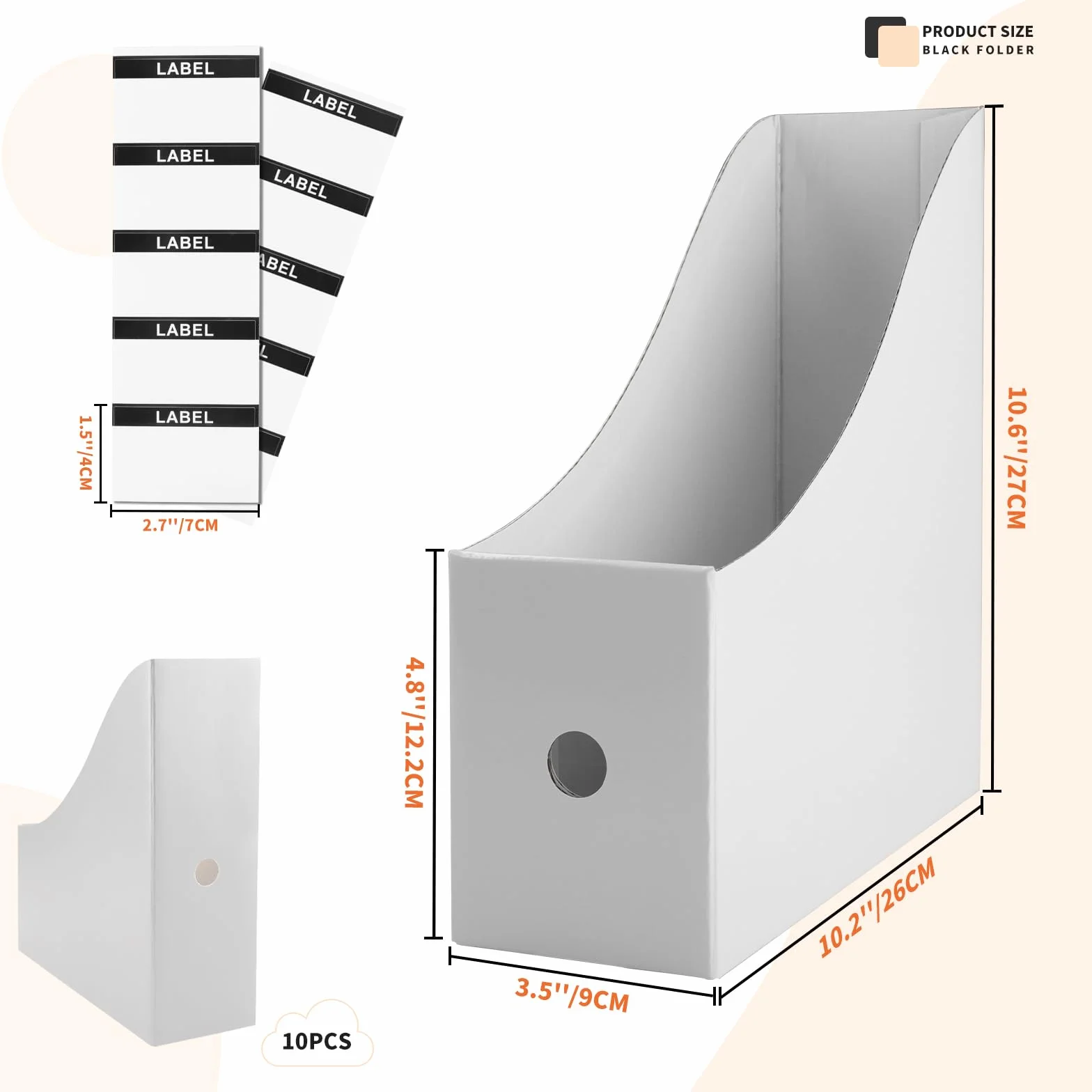 Portariviste in Carta Kraft, 10 Pezzi Cartella File Stile Semplice Riempimento Rack Box Paperwork Organizer Portapenne Desktop Stationery per ufficio,facile conservazione (Bianco)