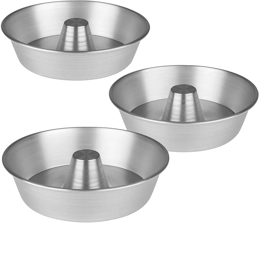 Generico Set 3 Stampi da Forno in Alluminio 99,5% con Cono Centrale – Teglie Ciambella Ruoto Torte Rustiche e Casatiello – Diametri 24cm, 26cm, 28cm – Antiaderenti, Resistenti e Facili da Pulire