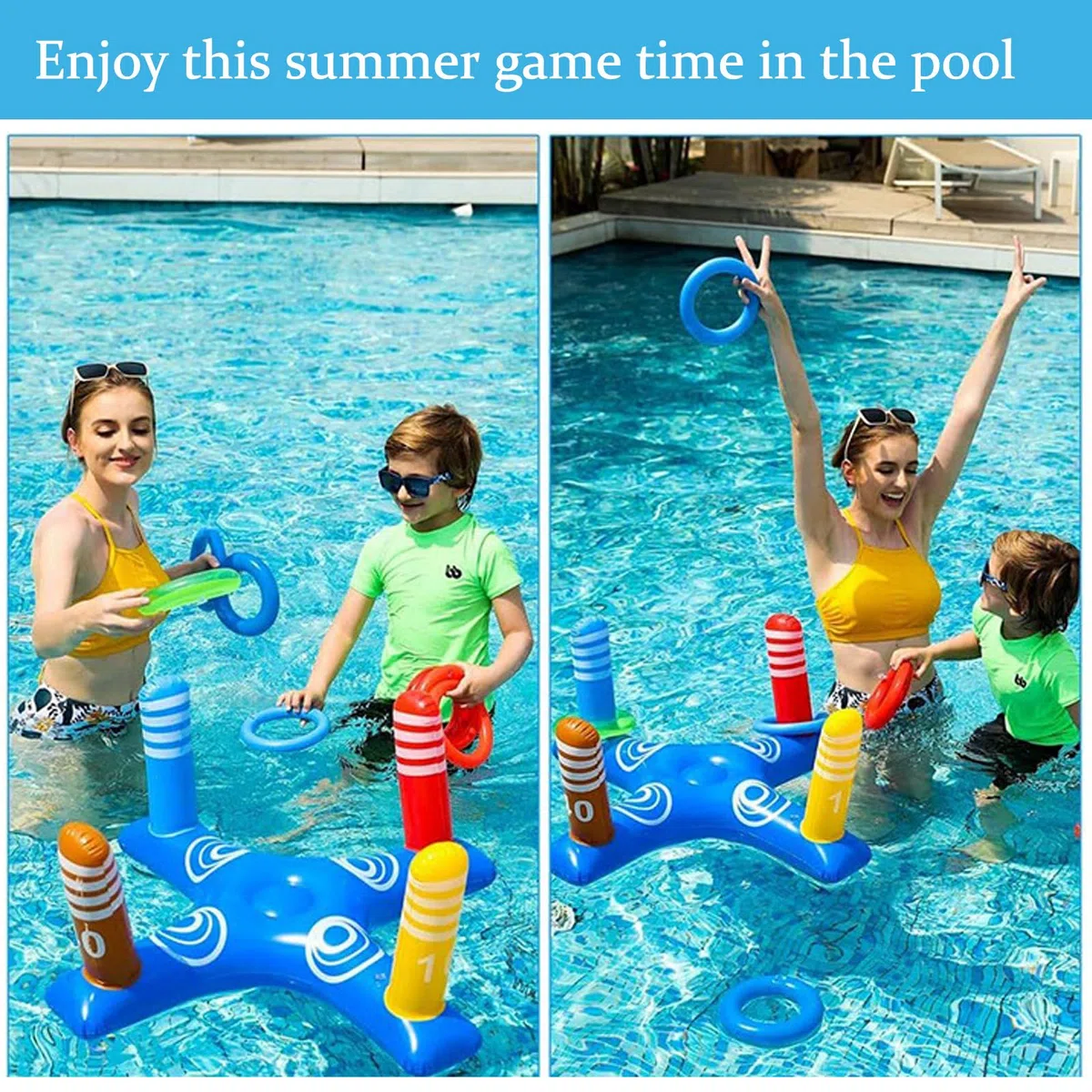 Giochi Gonfiabili per Piscina, Set Giocattoli Gonfiabili Piscina, Gonfiabile Lancio Anelli Gioco, Anelli Gonfiabili, Gioco del Lancio Dell'anello, per Bambini, Adul