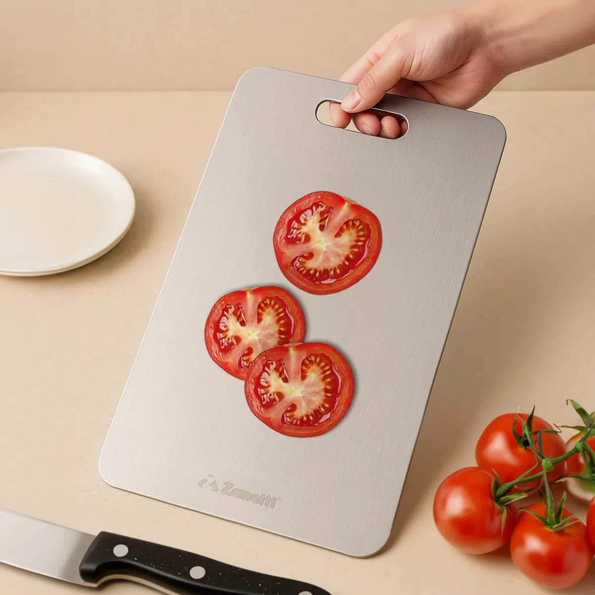zanetti, Set di Taglieri Inox, 34 X 23 cm + 25 X 15 cm, Acciaio Inossidabile 304