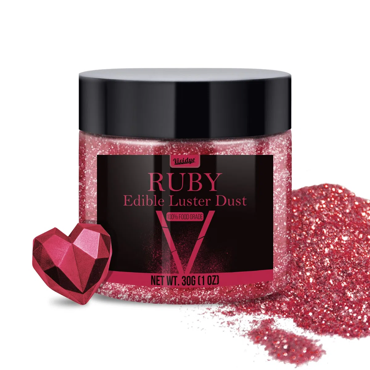 Glitter commestibile – 30 g / 1 oz Polvere brillante commestibile per bevande frizzanti, alimenti, vino, torte, polvere brillante per uso alimentare, per cottura, bevande, biscotti decorazione (rubino