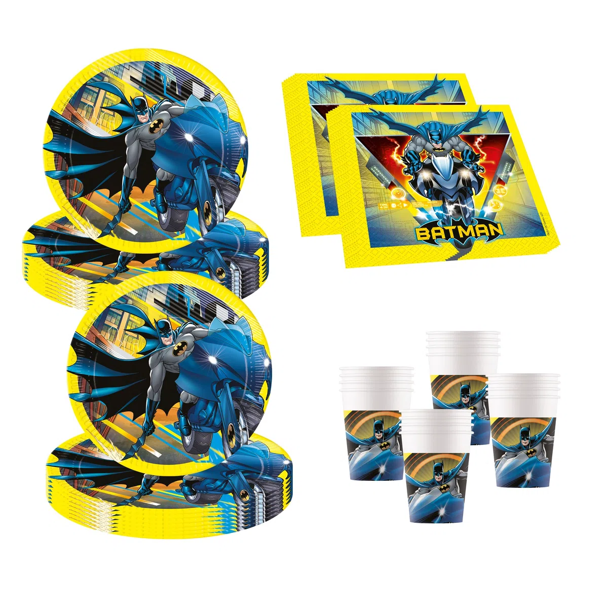 Procos 10137430 - Set per feste S Batman Rogue Rage, set da 52 pezzi, 16 piatti, 16 bicchieri, 20 tovaglioli, stoviglie usa e getta, stoviglie per feste, decorazione da tavolo, Marvel