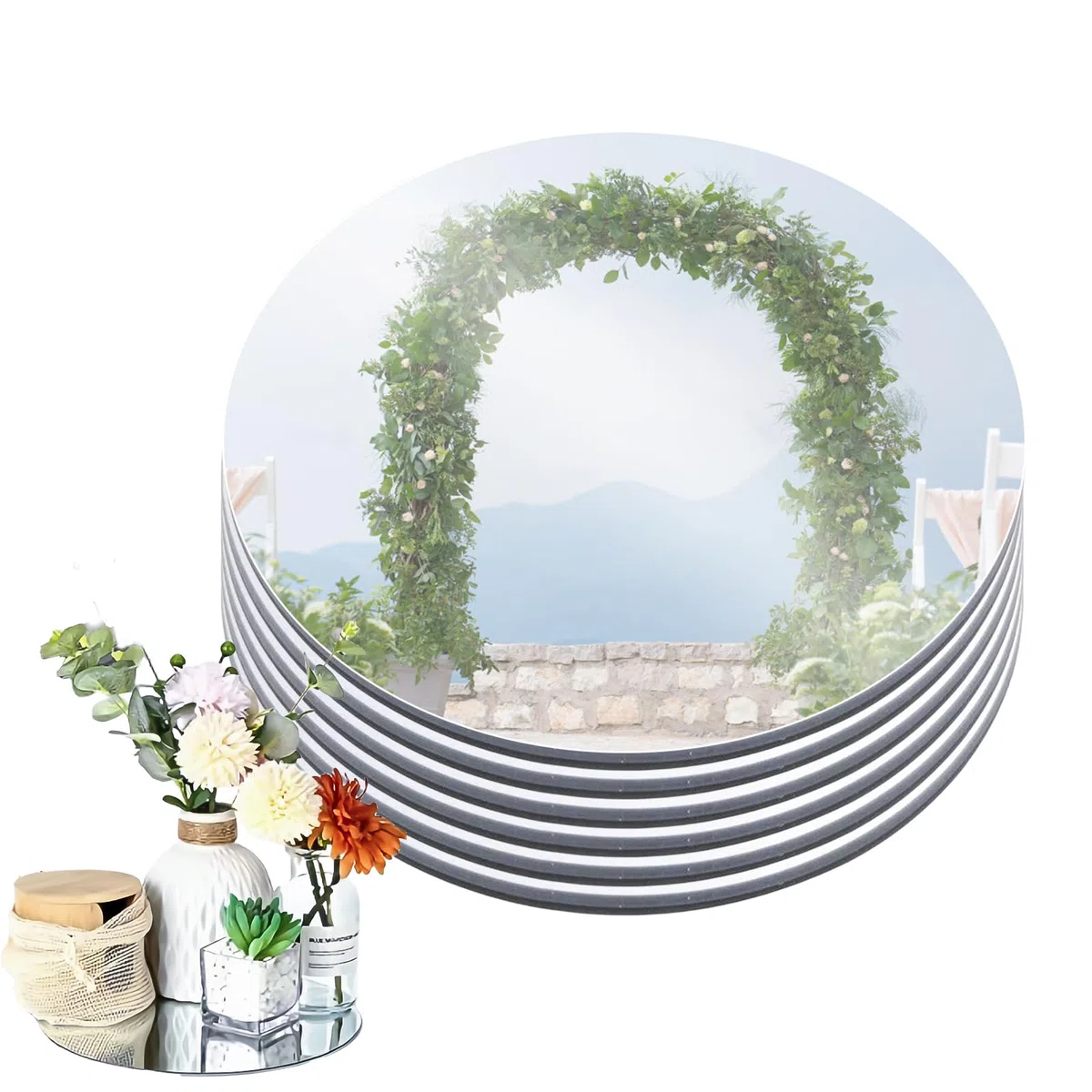 6 vassoi rotondi a specchio per decorare, piatto rotondo a specchio, in vetro acrilico, per tavolo da matrimonio, tavolo, decorazione per la casa (diametro 20 cm)