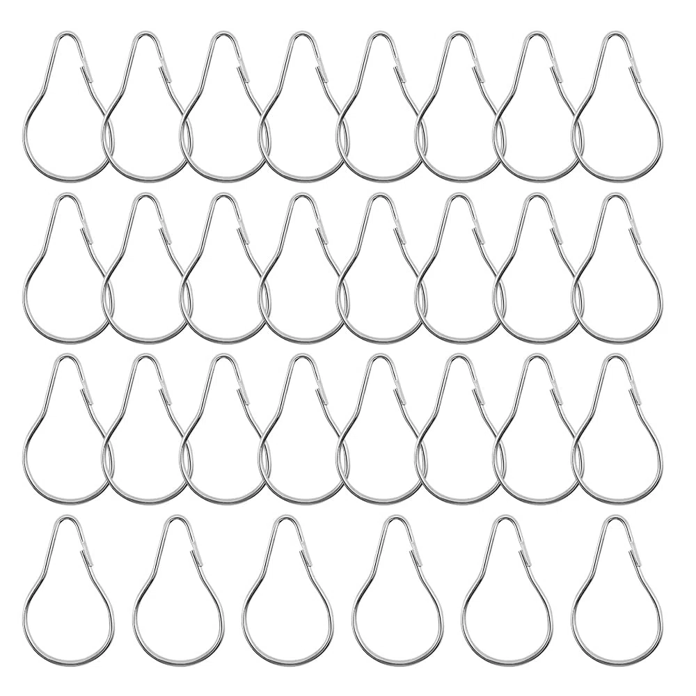 30 Pezzi Anelli per tenda da doccia,Anelli per tende in metallo,anelli per tende aperte,per Tendaggi, Bagno,asta telescopica (argento)